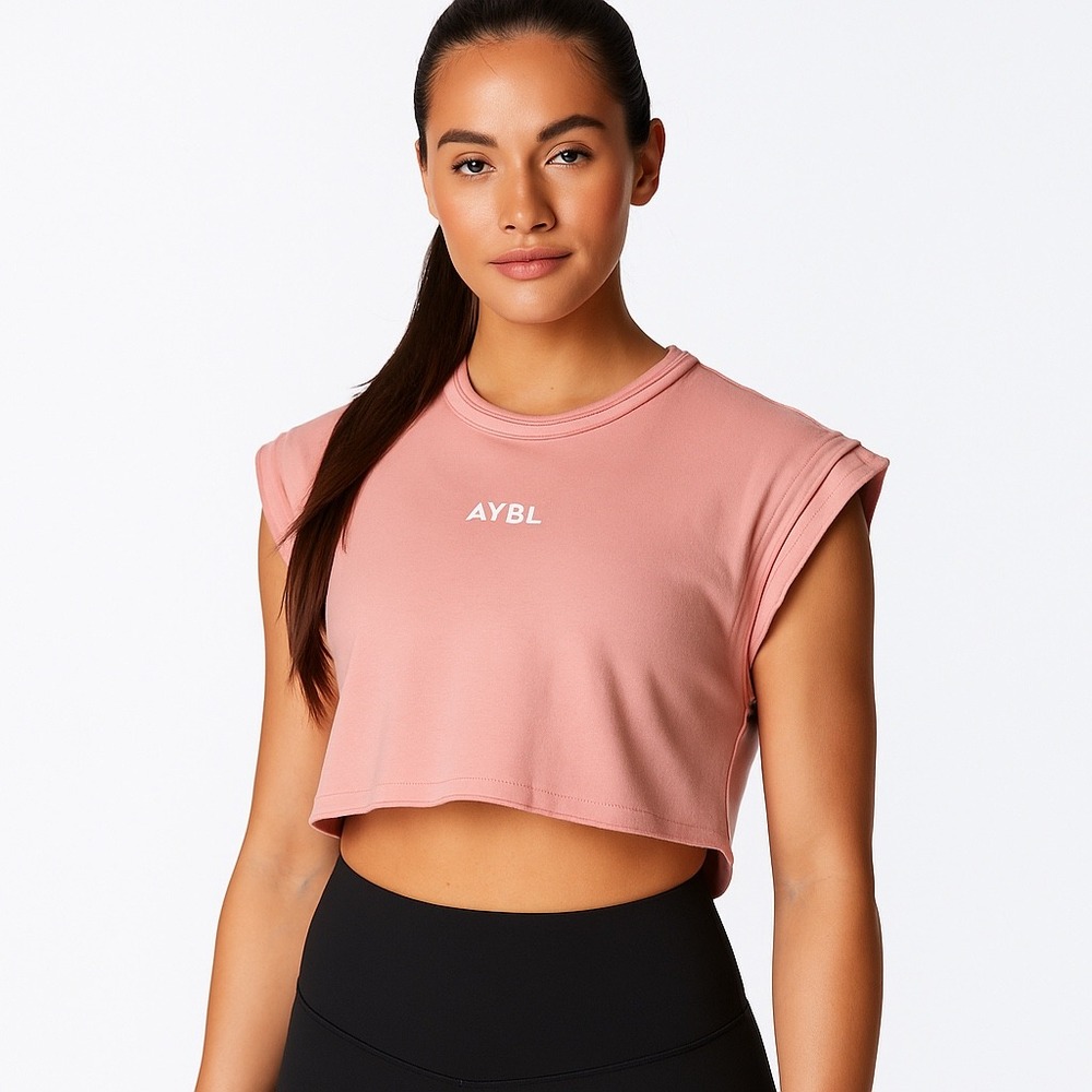 AYBL Women's Dusty Pink Cropped Muscle Tee